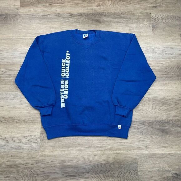 Vintage Russell Athletic Sweatshirt Mens Extra Large Blue 90s Crewneck Pullover - Picture 1 of 9
